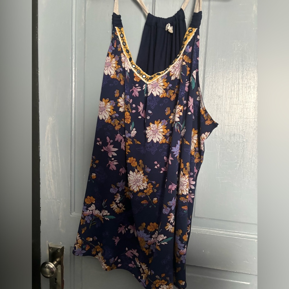 Sleeveless Boho embellished summer top 3x